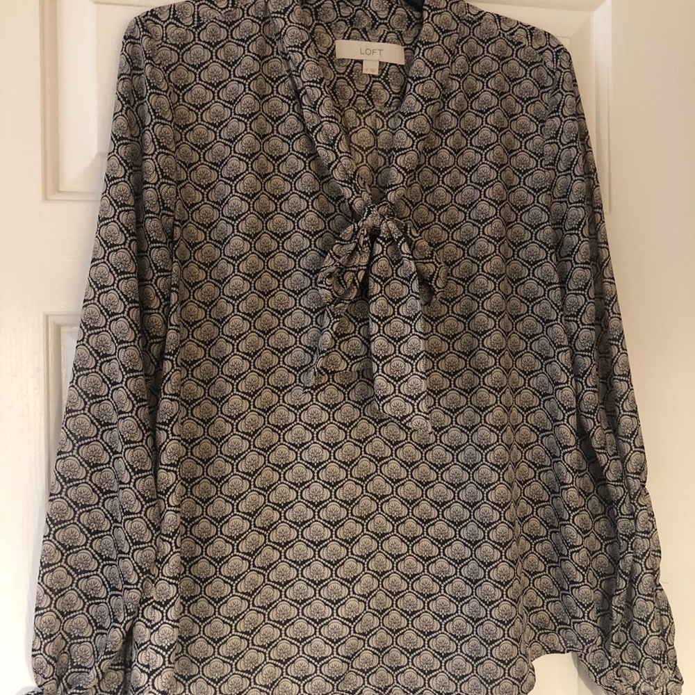 LOFT tie neck blouse